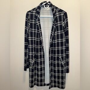 MELLODAY Navy and White Grid Trench Coat